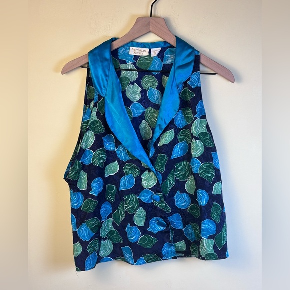 Vintage Victoria's Secret Gold LabelTeal Blue Satin Teddy Set Size Medium - Picture 2 of 7